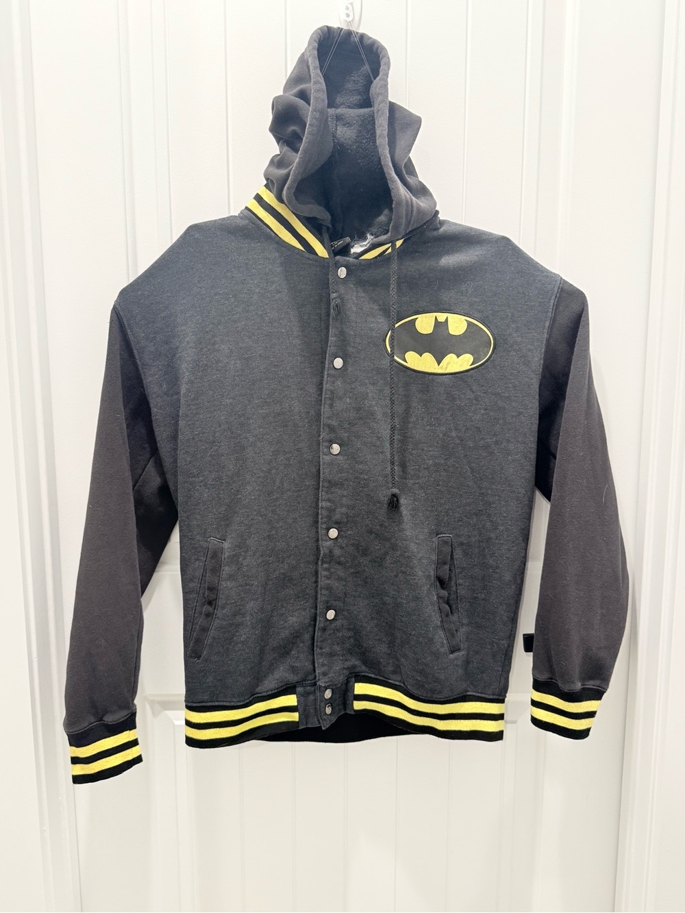 Batman Black and Yellow Hooded Snap-Front Jacket for Kids